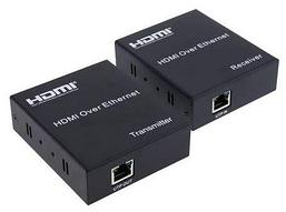 Удлинитель сигнала HDMI по витой паре RJ45 (LAN) до 200 метров, активный, FullHD 1080p, комплект, черный