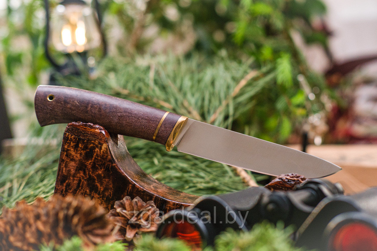 Охотничий нож Пантера сталь ELMAX (сатин), рукоять карельская береза стабилизированная. Лучший подарок мужчине - фото 1 - id-p199614117