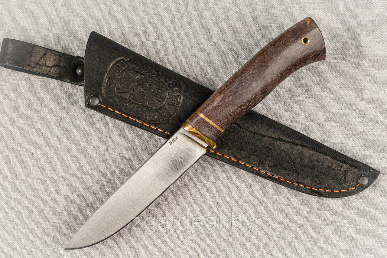 Охотничий нож Пантера сталь ELMAX (сатин), рукоять карельская береза стабилизированная. Лучший подарок мужчине - фото 3 - id-p199614117