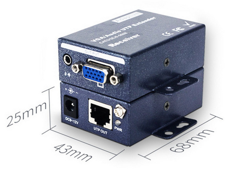 Удлинитель сигнала VGA по витой паре RJ45 (LAN) до 300 метров, пассивный, комплект, черный - фото 5 - id-p209362305
