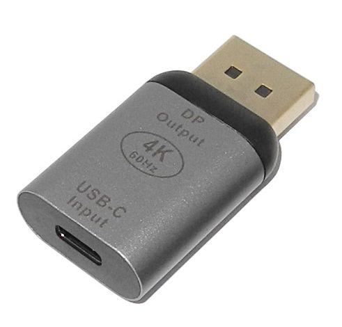 Адаптер - переходник DisplayPort - USB3.1 Type-С 4K, mini, серый - фото 1 - id-p209387460
