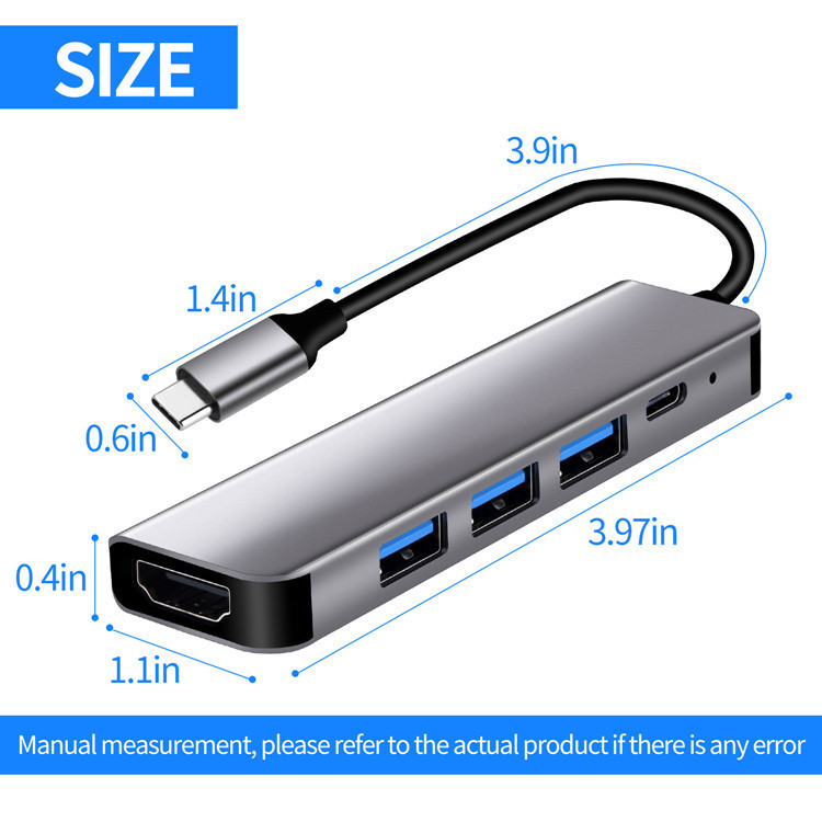 Адаптер - переходник - хаб USB3.1 Type-C на HDMI - USB-C PD - 3x USB3.0, серый - фото 7 - id-p209407281