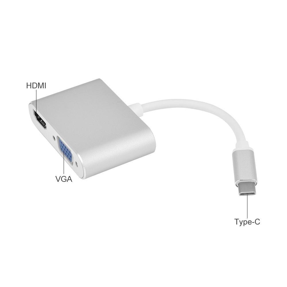 Адаптер - переходник USB3.1 Type-C - HDMI - VGA, серебро - фото 4 - id-p209409111