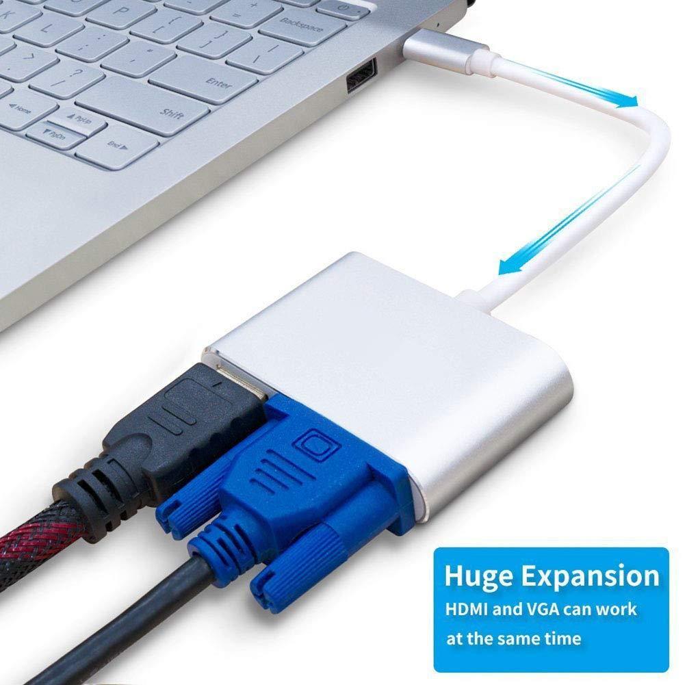 Адаптер - переходник USB3.1 Type-C - HDMI - VGA, серебро - фото 5 - id-p209409111