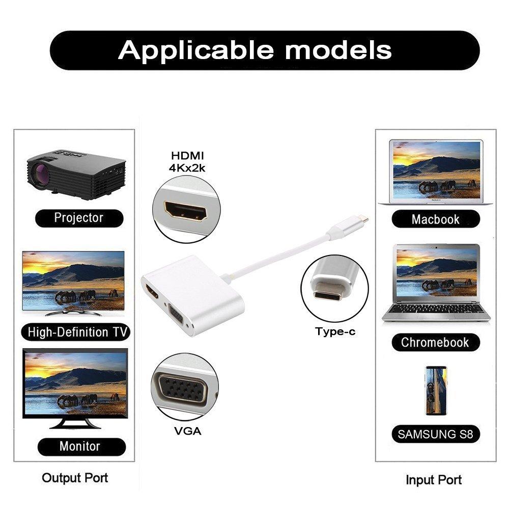 Адаптер - переходник USB3.1 Type-C - HDMI - VGA, серебро - фото 6 - id-p209409111