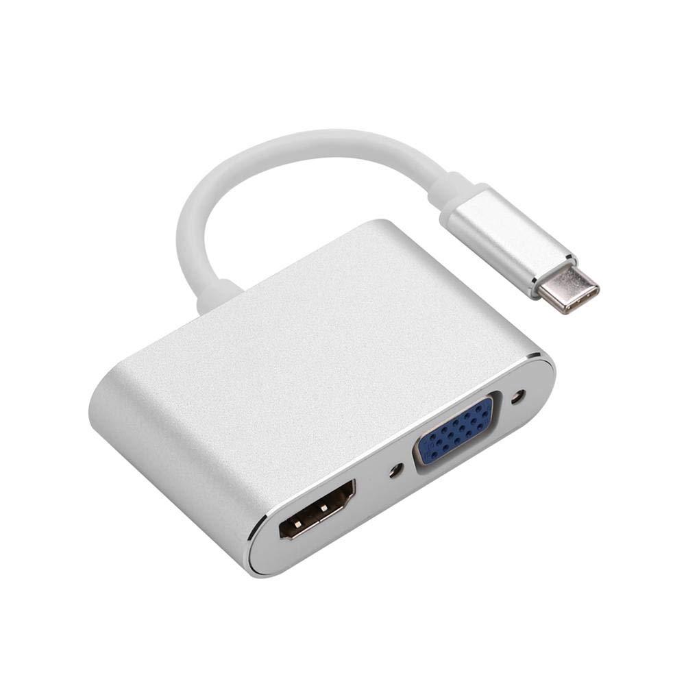 Адаптер - переходник USB3.1 Type-C - HDMI - VGA, серебро - фото 1 - id-p209410105