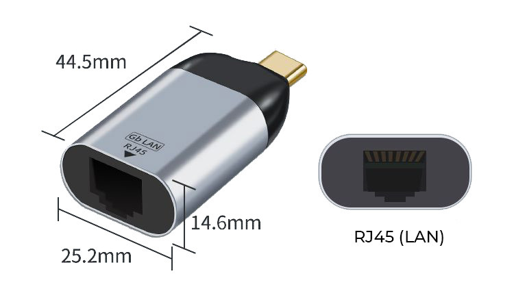 Адаптер - переходник USB3.1 Type-С - RJ45, mini, серебро - фото 2 - id-p209412929