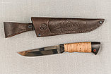 Охотничий нож «Коршун» из кованой стали Х12МФ, рукоять из бересты и черного граба. Подарок мужчине., фото 3