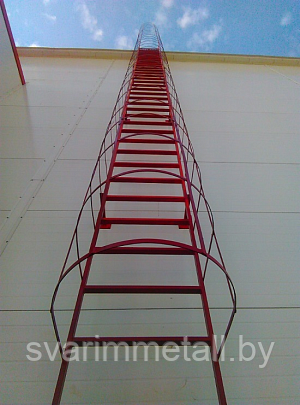 Лестница пожарная из металла красный, Подвесная, Прямая - фото 1 - id-p209284582