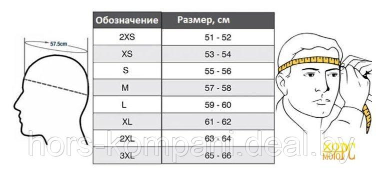 Мотошлем Хорс-Моторс Шлем для водителей и пассажиров мотоциклов и мопедов (черный глянцевый, дизайн серый, ХL) - фото 5 - id-p209314769