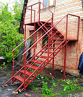 Пожарная лестница с площадкой красный, Подвесная, поворотная