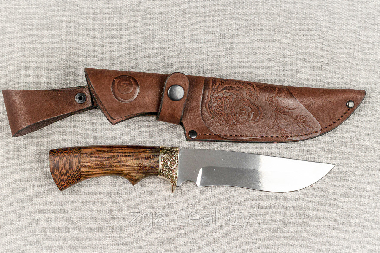 Охотничий нож «Лорд» из нержавеющей стали 95х18 , рукоять литье мельхиор, венге - фото 1 - id-p199475406