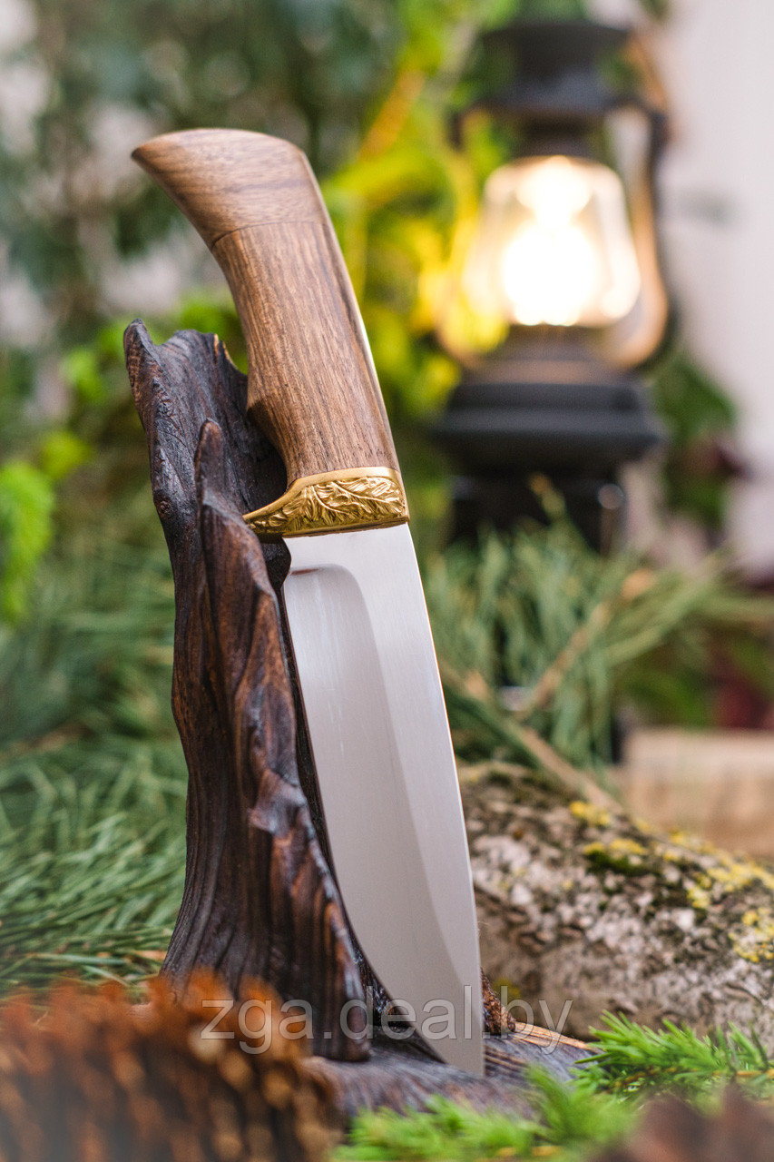 Охотничий нож «Лазутчик» из нержавеющей стали 65х13 , рукоять латунное литье, ценные породы дерева. - фото 1 - id-p199481456