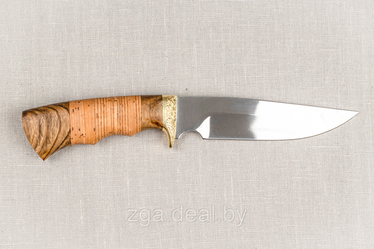 Охотничий нож «Легионер» из нержавеющей стали 65х13 , рукоять латунное литье, береста, орех. - фото 2 - id-p199486277