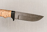 Кованый нож из дамасской стали «Егерь», рукоять береста, черный граб. Подарок мужчине., фото 4