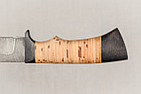 Кованый нож из дамасской стали «Егерь», рукоять береста, черный граб. Подарок мужчине., фото 5