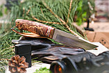 Авторский охотничий нож «Соболь» из стали S390 , рукоять инкрустир. бивнем мамонта, ценные породы древесины., фото 2