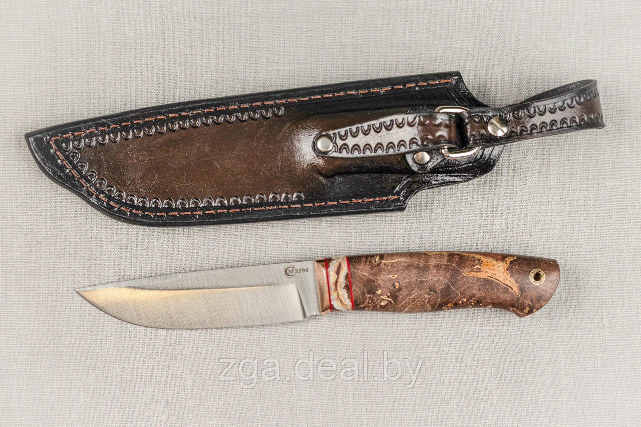 Авторский охотничий нож «Соболь» из стали S390 , рукоять инкрустир. бивнем мамонта, ценные породы древесины. - фото 3 - id-p199347400