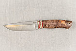Авторский охотничий нож «Соболь» из стали S390 , рукоять инкрустир. бивнем мамонта, ценные породы древесины., фото 4