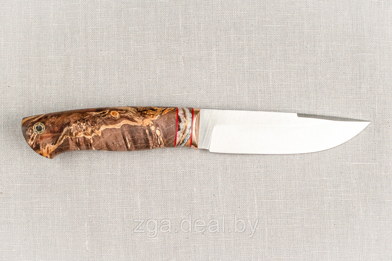 Авторский охотничий нож «Соболь» из стали S390 , рукоять инкрустир. бивнем мамонта, ценные породы древесины. - фото 5 - id-p199347400