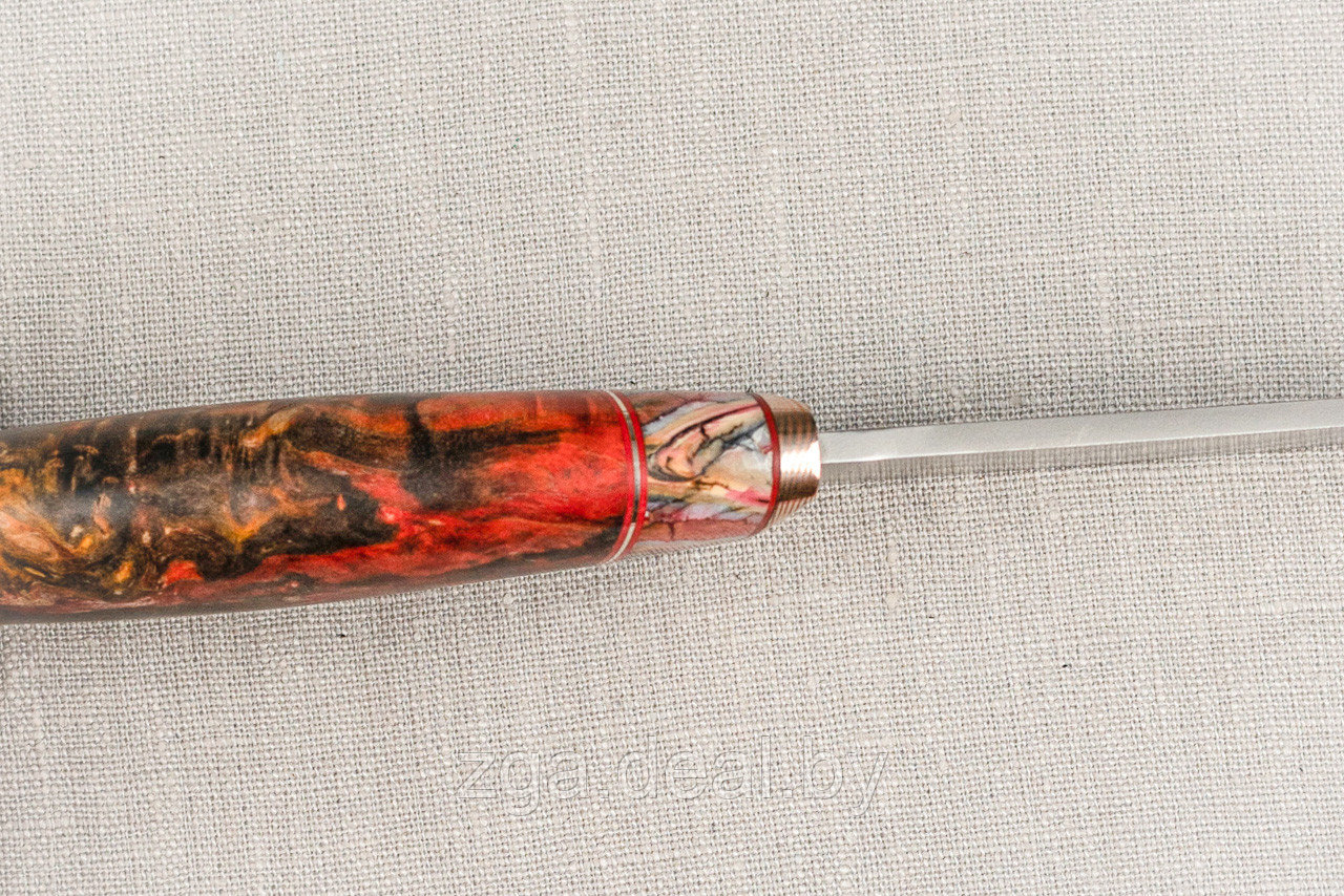 Авторский охотничичий нож «Кайман" из ст. S390, рукоять инкрустир. бивнем мамонта, ценные породы древесины. - фото 7 - id-p199347084