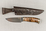 Охотничий нож «Сокол» из стали D2 , рукоять литье мельхиор, ореховый кап. Подарок мужчине., фото 3