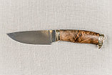 Охотничий нож «Сокол» из стали D2 , рукоять литье мельхиор, ореховый кап. Подарок мужчине., фото 4