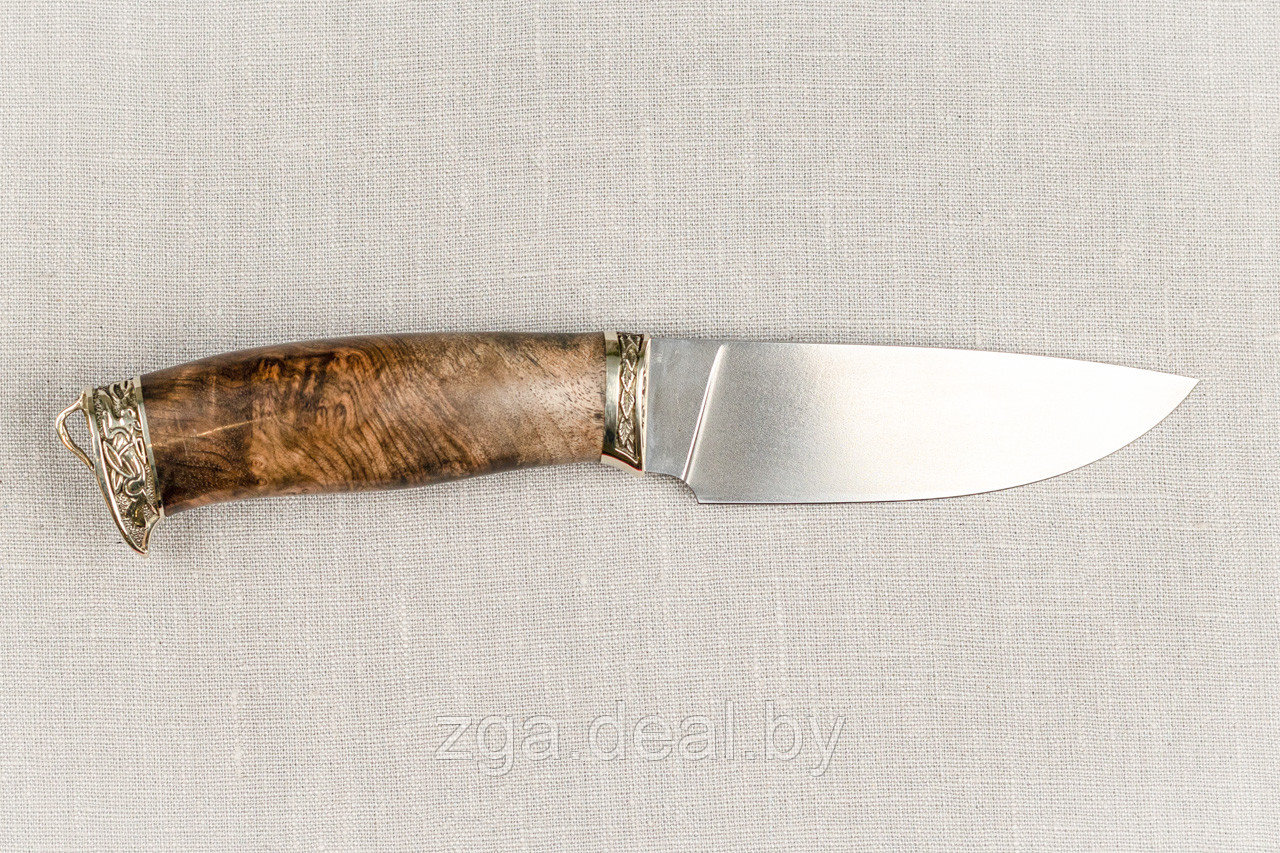 Охотничий нож «Сокол» из стали D2 , рукоять литье мельхиор, ореховый кап. Подарок мужчине. - фото 5 - id-p199346960