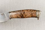 Охотничий нож «Сокол» из стали D2 , рукоять литье мельхиор, ореховый кап. Подарок мужчине., фото 7