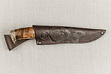 Охотничий нож «Сокол» из стали D2 , рукоять литье мельхиор, ореховый кап. Подарок мужчине., фото 9