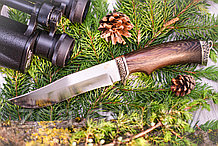 Охотничий нож «Егерь» из кованой стали Х12МФ , рукоять литье мельхиор, венге. Подарок мужчине.