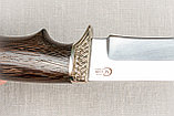 Охотничий нож «Егерь» из кованой стали Х12МФ , рукоять литье мельхиор, венге. Подарок мужчине., фото 6