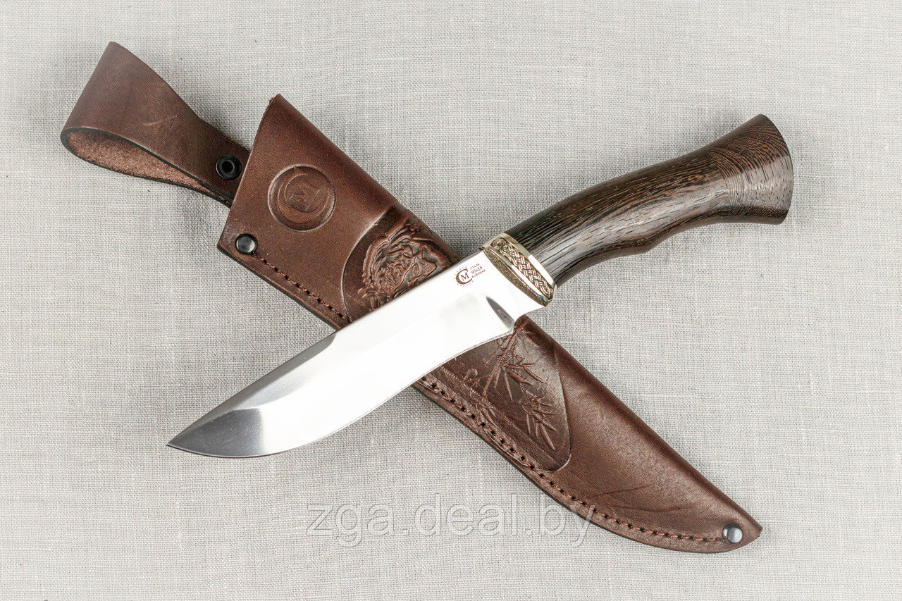 Охотничий нож "Беркут" из нержавеющей стали 95х18, рукоять литье мельхиор, венге
