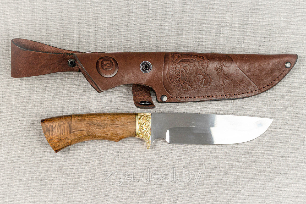 Охотничий нож «Галеон» из нерж. стали 65х13 , рукоять латунное литье, ценные породы дерева. Подарок мужчине.