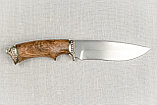 Охотничий нож «Близнец» из стали  D2 с гравировкой литье мельхиор, рукоять ореховый кап. Подарок мужчине., фото 4