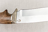 Охотничий нож «Близнец» из стали  D2 с гравировкой литье мельхиор, рукоять ореховый кап. Подарок мужчине., фото 5