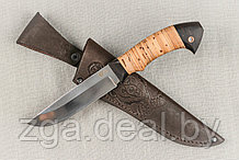 Охотничий нож «Ястреб» из сталь Х12М , рукоять береста, черный граб. Подарок настоящему мужчине.
