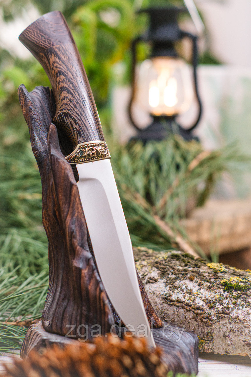 Охотничий нож «Мангуст» из нержавеющей стали 95х18, рукоять литье мельхиор, венге