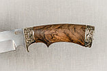 Охотничий нож «Лорд» из стали D2 , рукоять литье мельхиор, ореховый кап. Подарок для мужчины., фото 5