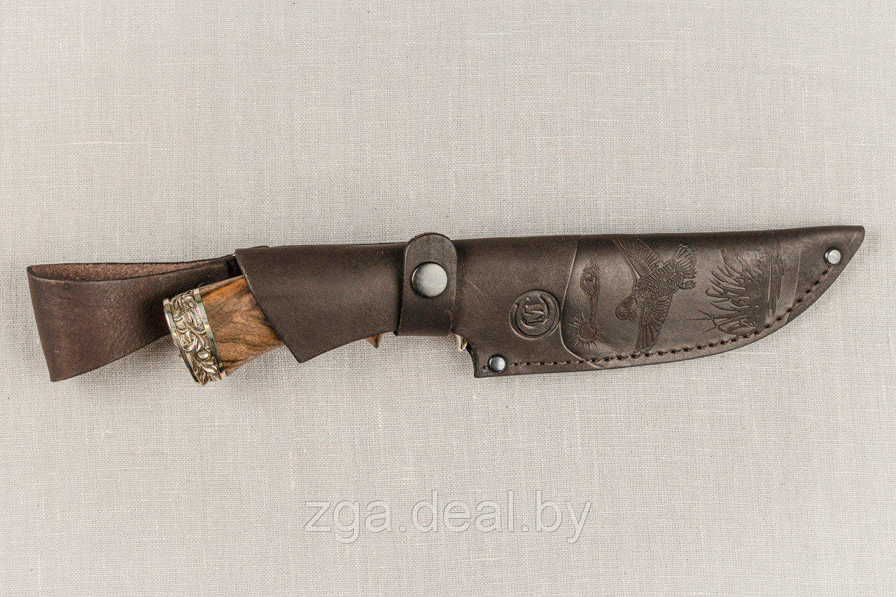 Охотничий нож «Лорд» из стали D2 , рукоять литье мельхиор, ореховый кап. Подарок для мужчины. - фото 7 - id-p199346530