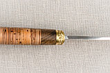 Охотничий нож «Куница» из нержавеющей стали 65х13, рукоять латунное литье, береста, орех. Подарок мужчине., фото 6