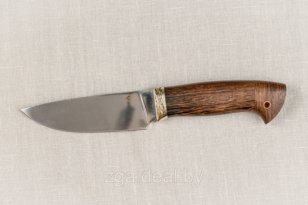 Охотничий нож «Сокол» из нержавеющей стали 95х18, рукоять литье мельхиор, венге (шкуросъём, разделочный) - фото 2 - id-p199344258