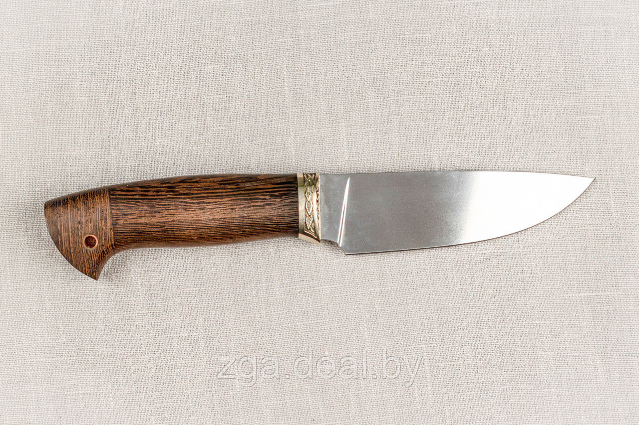 Охотничий нож «Сокол» из нержавеющей стали 95х18, рукоять литье мельхиор, венге (шкуросъём, разделочный) - фото 3 - id-p199344258