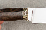 Охотничий нож «Сокол» из нержавеющей стали 95х18, рукоять литье мельхиор, венге (шкуросъём, разделочный), фото 4