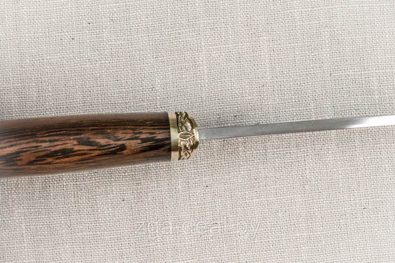 Охотничий нож «Сокол» из нержавеющей стали 95х18, рукоять литье мельхиор, венге (шкуросъём, разделочный) - фото 5 - id-p199344258