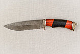 Охотничий нож из дамасской стали «Близнец», рукоять литье мельхиор, черный граб, карельская берёза., фото 3