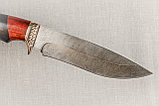 Охотничий нож из дамасской стали «Близнец», рукоять литье мельхиор, черный граб, карельская берёза., фото 4