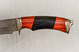 Охотничий нож из дамасской стали «Близнец», рукоять литье мельхиор, черный граб, карельская берёза., фото 7