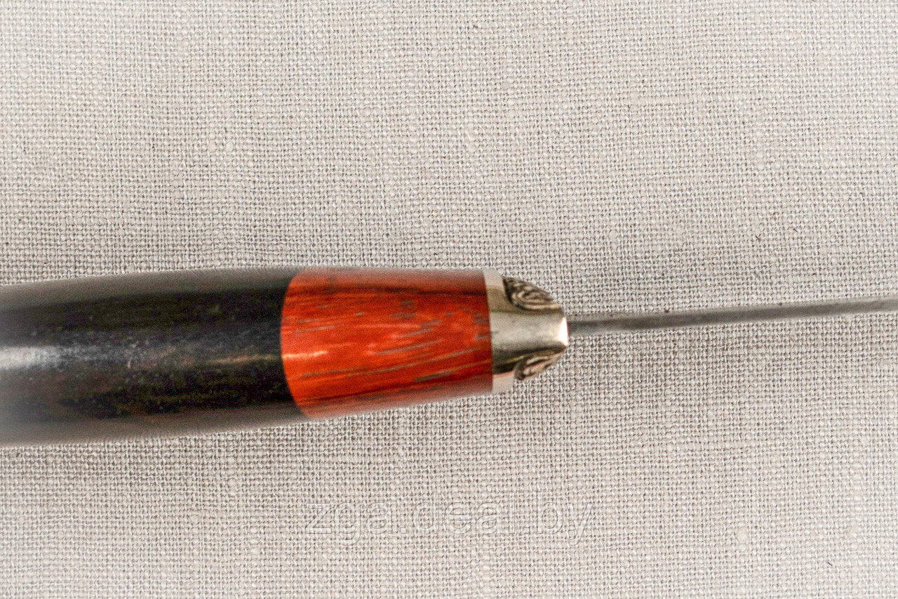 Охотничий нож из дамасской стали «Близнец», рукоять литье мельхиор, черный граб, карельская берёза. - фото 8 - id-p199340016