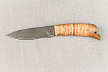 Охотничий нож из дамасской стали «Мурена», рукоять береста, карельская берёза.Подарок мужчине., фото 2